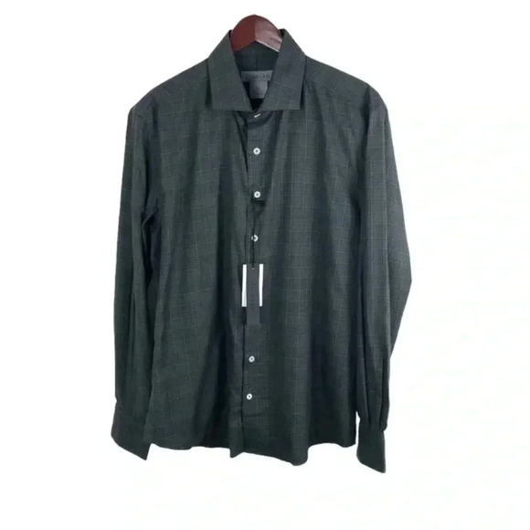 NEW Dylan Gray Men’s Size M Olive Green Plaid Button Up Shirt Soft Cotton - Picture 2 of 8